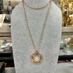 Bronzallure Milano Rose Gold Circular Link Pendant Very Long Necklace
